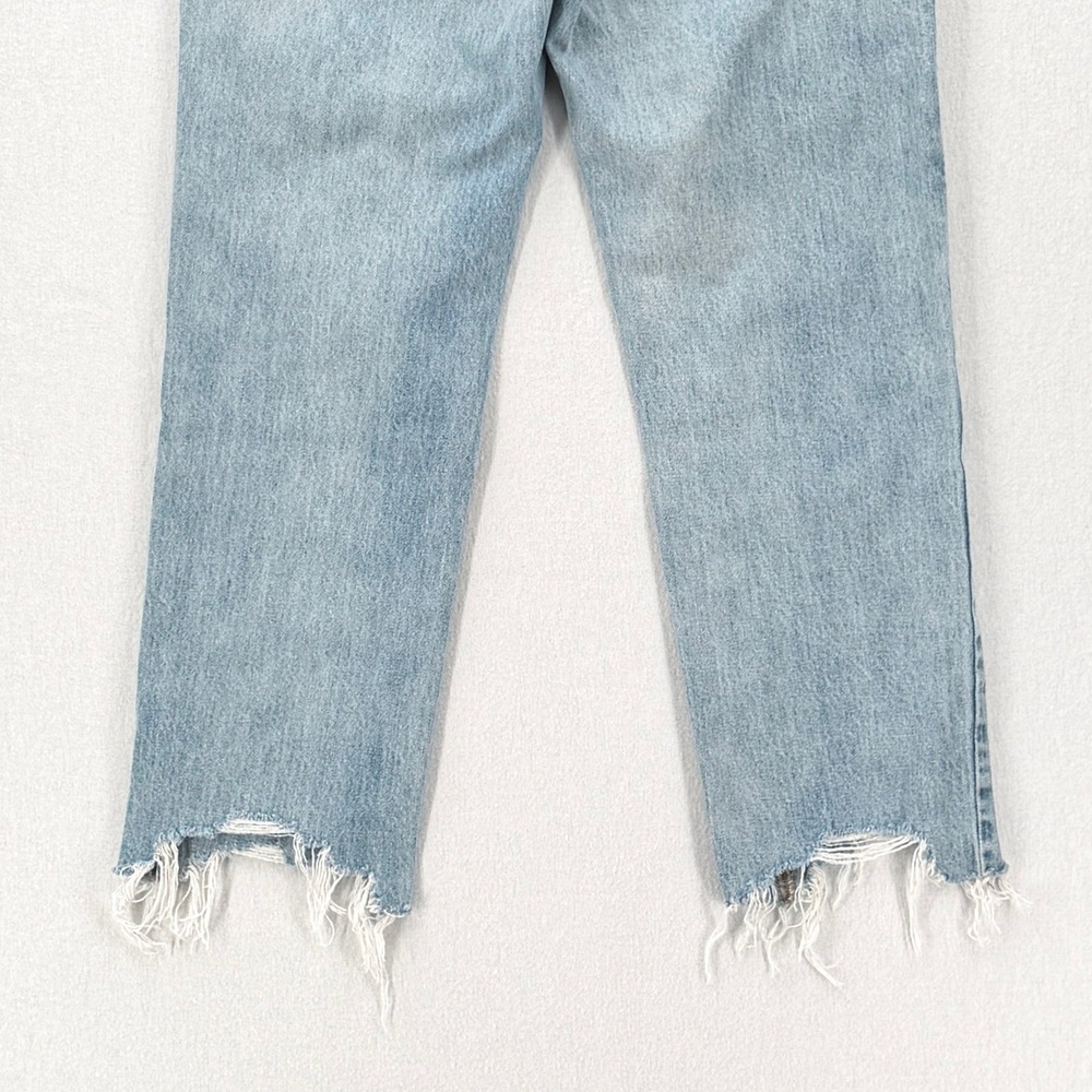 Pistola Denim Jeans Women 27 Blue Distressed Raw Hem High Rise Straight Leg - Picture 12 of 16